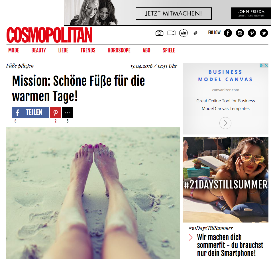 THE FOOTMATE SYSTEM on COSMOPOLITAN GERMANY
